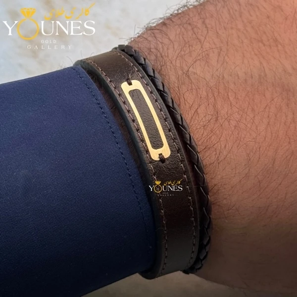 دستبند طلا چرم مردانه L145